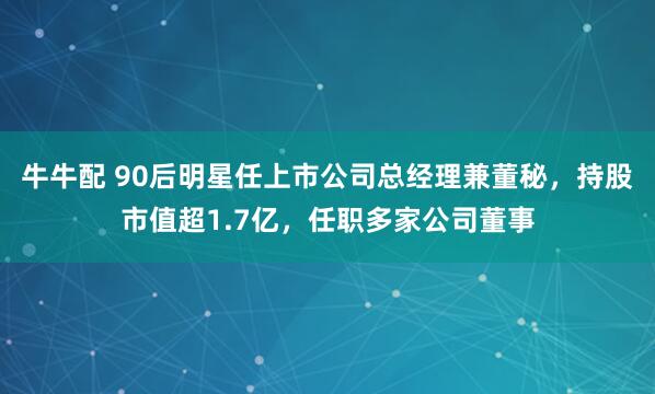 牛牛配 90后明星任上市公司总经理兼董秘，持股市值超1.7亿，任职多家公司董事